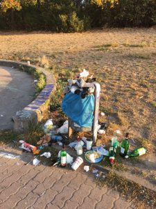 Müll im Ernst-Thälmann-Park / Foto: Tim Florian Horn