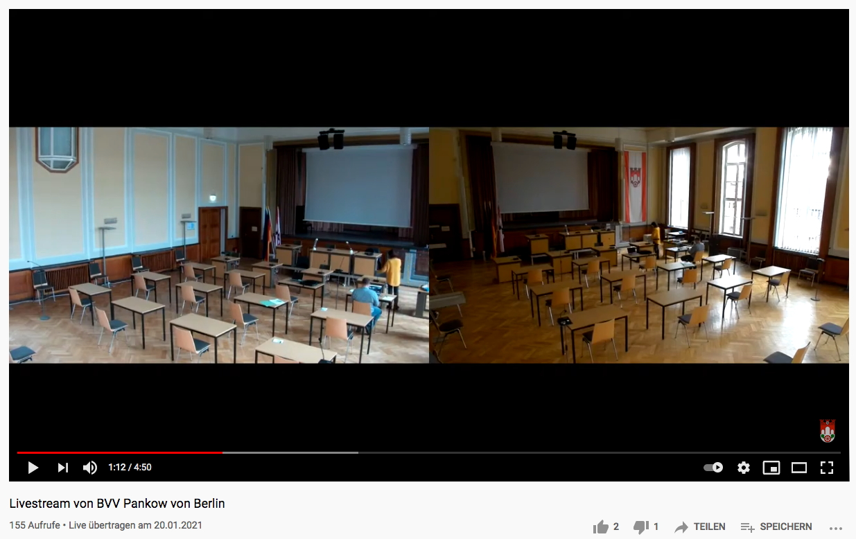 Digitalisierung - Livestream aus dem Bezirksamt. Screenshot: YouTube
